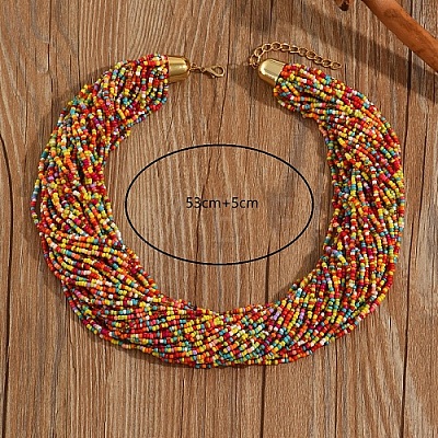 Plastic Beaded Multi-strand Necklaces ZG0249-4-1