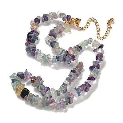 Natural Fluorite Chips Beaded Necklace NJEW-FZ00004-08-1