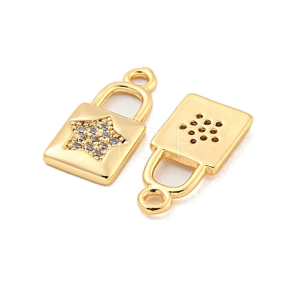 Brass Micro Pave Clear Cubic Zirconia Pendants KK-G492-03A-G-1