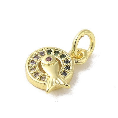 Real 18K Gold Plated Brass Pave Colorful Cubic Zirconia Pendants KK-M283-07D-02-1