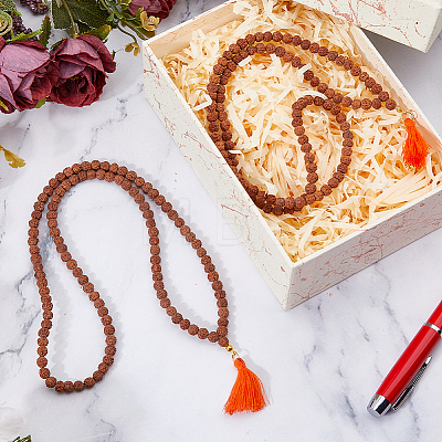 Natural Rudraksha Bead Neckalces NJEW-DC00018-1