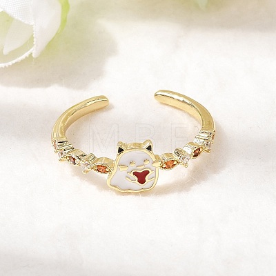 Brass Micro Pave Cubic Zirconia Cuff Rings for Women RJEW-L336-01G-01-1