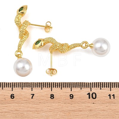 Snake Brass Micro Pave Cubic Zirconia Stud Earrings EJEW-K249-13G-1