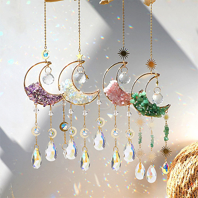 Crystal Chandelier Glass Teardrop Pendant Decorations HJEW-PH01778-01-1
