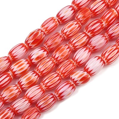 Handmade Millefiori Glass Oval Bead Strands LK-Z001-01B-06-1