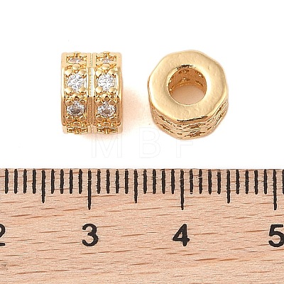 Brass Micro Pave Clear Cubic Zirconia Beads KK-B100-017G-1