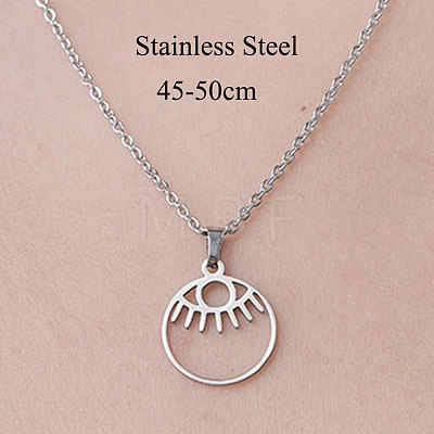 201 Stainless Steel Hollow Eye Pendant Necklace NJEW-OY001-43-1