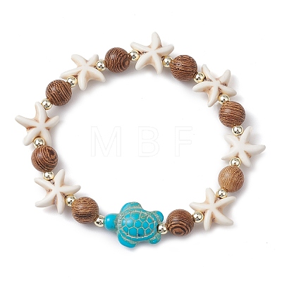 10Pcs 10 Styles Synthetic Turquoise & Coconut & Wood Beaded Stretch Bracelet Sets BJEW-JB10719-1