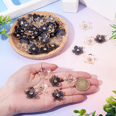 100Pcs 2 Colors Transparent Resin Sakura Flower Bead Caps RESI-TA0005-57-1