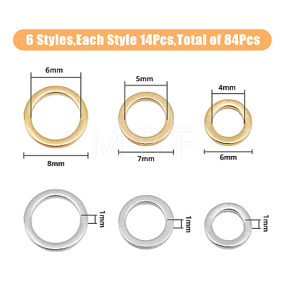 84Pcs 6 Style Brass Linking Rings KK-HY0001-28-1