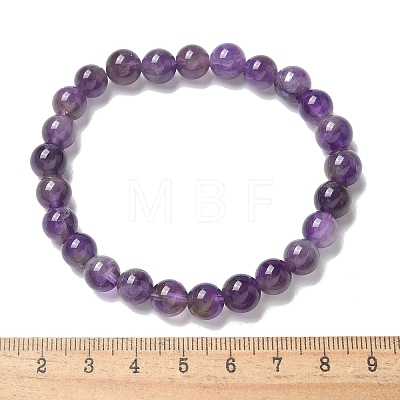 Natural Amethyst Bead Stretch Bracelets X-BJEW-K212-B-034-1