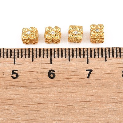 Brass Micro Pave Clear Cubic Zirconia Beads KK-Z162-09G-1