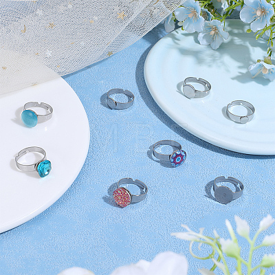 48Pcs 4 Styles Adjustable 304 Stainless Steel Finger Rings Components STAS-PH0007-36-1