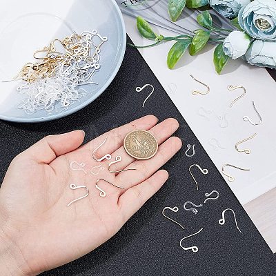 SUNNYCLUE 100Pcs 3 Style Flat 304 Stainless Steel Earring Hooks and Plastic Earring Hooks FIND-SC0001-86-1