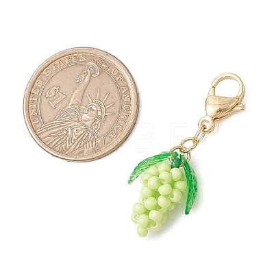 Glass Seed Beaded Grape Pendant Decoration HJEW-MZ00145-04-1