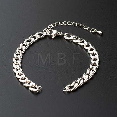 304 Stainless Steel Cuban Link Chain Bracelet AJEW-JB01014-1