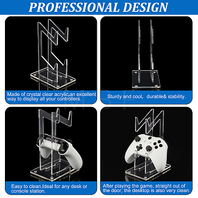 2-Tier Transparent Acrylic Game Controller Display Stand Holders ODIS-WH0002-11-1
