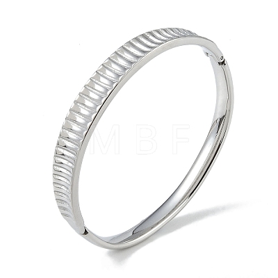 Non-Tarnish 304 Stainless Steel Grooved Hinged Bangles for Women BJEW-U002-10P-1