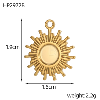 Sun 304 Stainless Steel Pendants Cabochon Settings STAS-OY007-07G-1