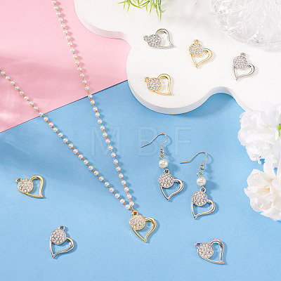 16Pcs 2 Colors Rack Plating Alloy Micro Pave Rhinestone Pendants FIND-TA0010-16-1