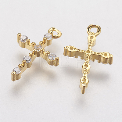 Brass Micro Pave Cubic Zirconia Charms X-ZIRC-G133-07G-1