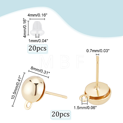 20Pcs Brass Stud Earring Findings KK-HY0001-13-1