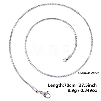 1.5mm Unisex 304 Stainless Steel Snake Chains Necklaces ZV2766-10-1