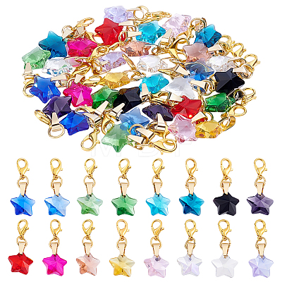 32Pcs 16 Colors Glass Pendant Decorations HJEW-BC00113-1