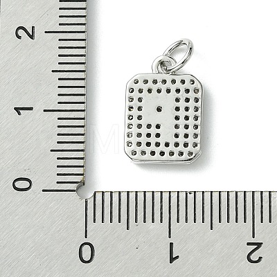 Rack Plating Brass Micro Pave Clear Cubic Zirconia Charms KK-G501-01P-P-1