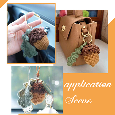 Crochet Woolen Yarn Acorns Pendant Decorations HJEW-WH0007-15-1