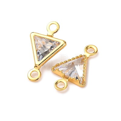 Brass Pave Clear Cubic Zirconia Connector Charms KK-Z121-06G-08-1