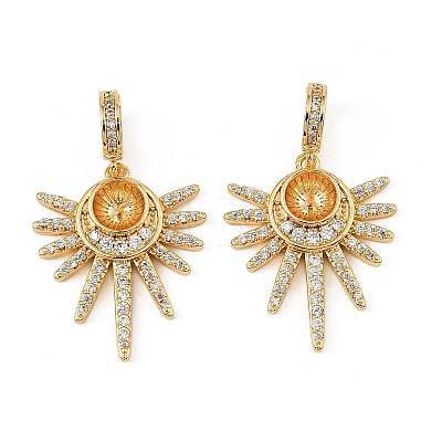 Brass Micro Pave Cubic Zirconia Peg Bails Charms KK-D106-14G-1
