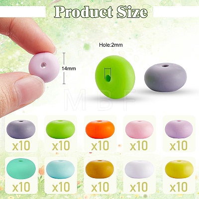 100Pcs Silicone Beads 14mm Silicone Abacus Beads Rubber Beads Large Hole Colored Loose Spacer Beads for DIY Necklace Bracelet Keychain Craft Jewelry Making JX323A-1
