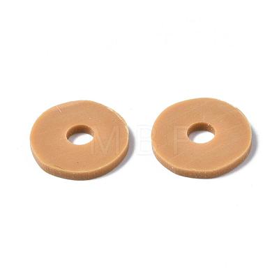 Flat Round Handmade Polymer Clay Beads CLAY-R067-12mm-37-1