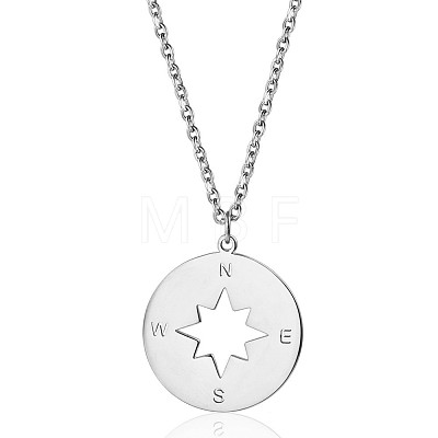 Fashionable Stainless Steel Compass Pendant Necklaces for Women's Daily Wear YQ3893-1-1