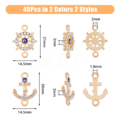 DICOSMETIC 40Pcs 4 Styles Nautical Theme Alloy Evil Eye Enamel Connector Charms FIND-DC0004-26-1