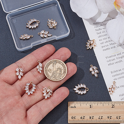 12pc 4 Styles Brass Micro Pave Clear Cubic Zirconia Pendants FIND-AR0006-32G-1