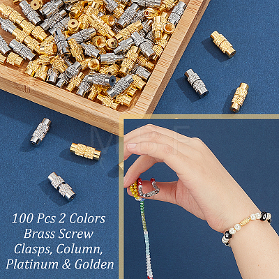  100Pcs 2 Colors Brass Screw Clasps KK-NB0002-69-1