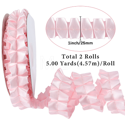 Pleated Solid Color Double-Sided Polyester Lace Trim DIY-WH20002-138E-1