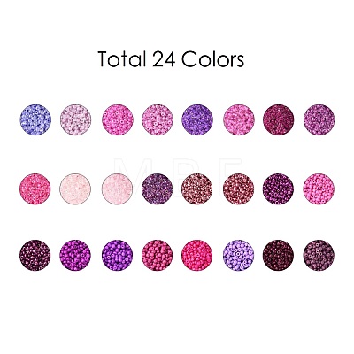 Purple Series 600G 24 Colors Glass Seed Beads SEED-JP0008-06-2mm-1