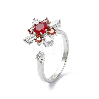 Flower Rotatable Open Cuff Rings for Women RJEW-G333-01C-1