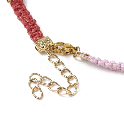 Braided Waxed Polyester Rectangle Link Chain Bracelets BJEW-JB10001-1
