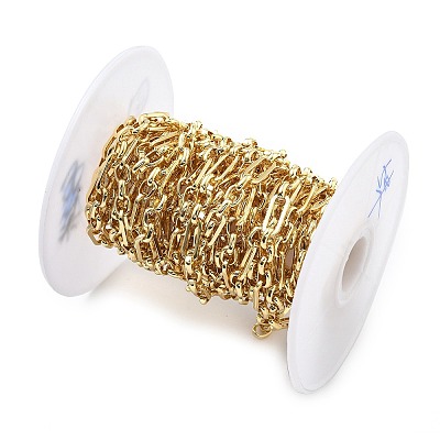 Brass Rectangle Link Chains KK-C251-28G-1