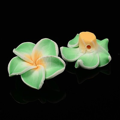 Handmade Polymer Clay 3D Flower Plumeria Beads X-CLAY-Q192-15mm-M-1
