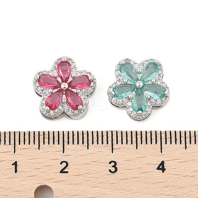 Brass Micro Pave Cubic Zirconia Slide Charms ZIRC-I068-18P-1