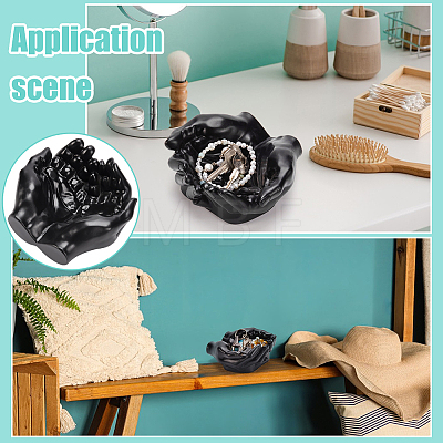 Resin Hand Shaped Decorative Jewelry Trays ODIS-WH0108-100B-1