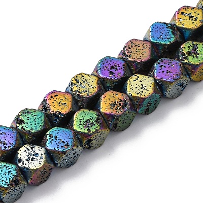 Electroplated Natural Lava Rock Beads Strands G-A256-C01-01G-1