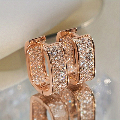 Oval Brass Micro Pave Cubic Zirconia Hoop Earrings WG8C9EE-04-1