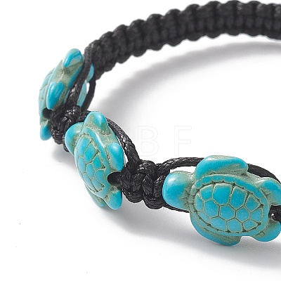 Synthetic Turquoise(Dyed) Tortoise Braided Bead Bracelet for Women BJEW-TA00225-01-1