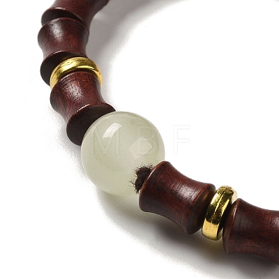 Blood Sandalwood Bamboo Joint Beaded Stretch Bracelet BJEW-B080-13C-1